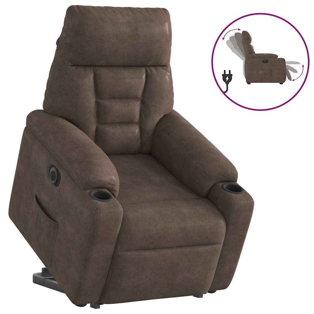 løftestol mikrofiberstof brun
