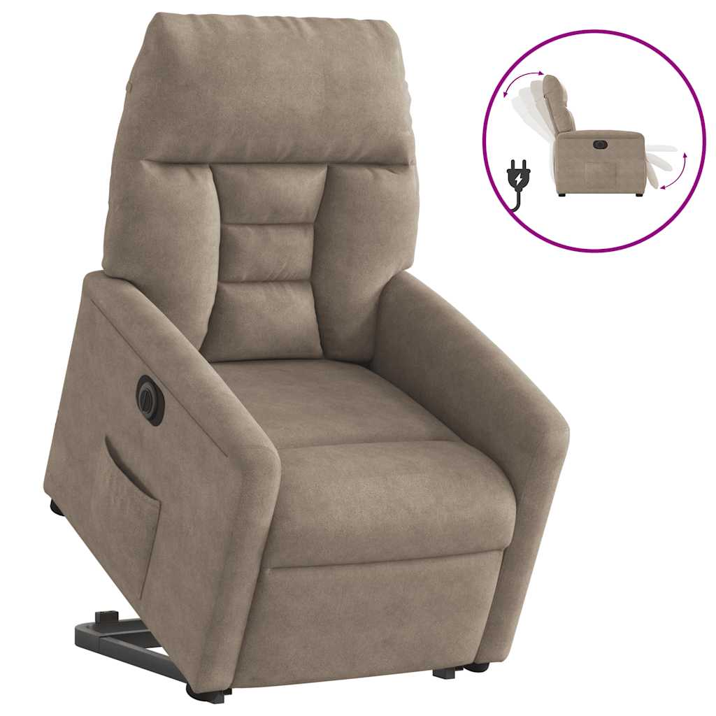 vidaXL Elektrické zvedací polohovací křeslo taupe látka z mikrovlákna
