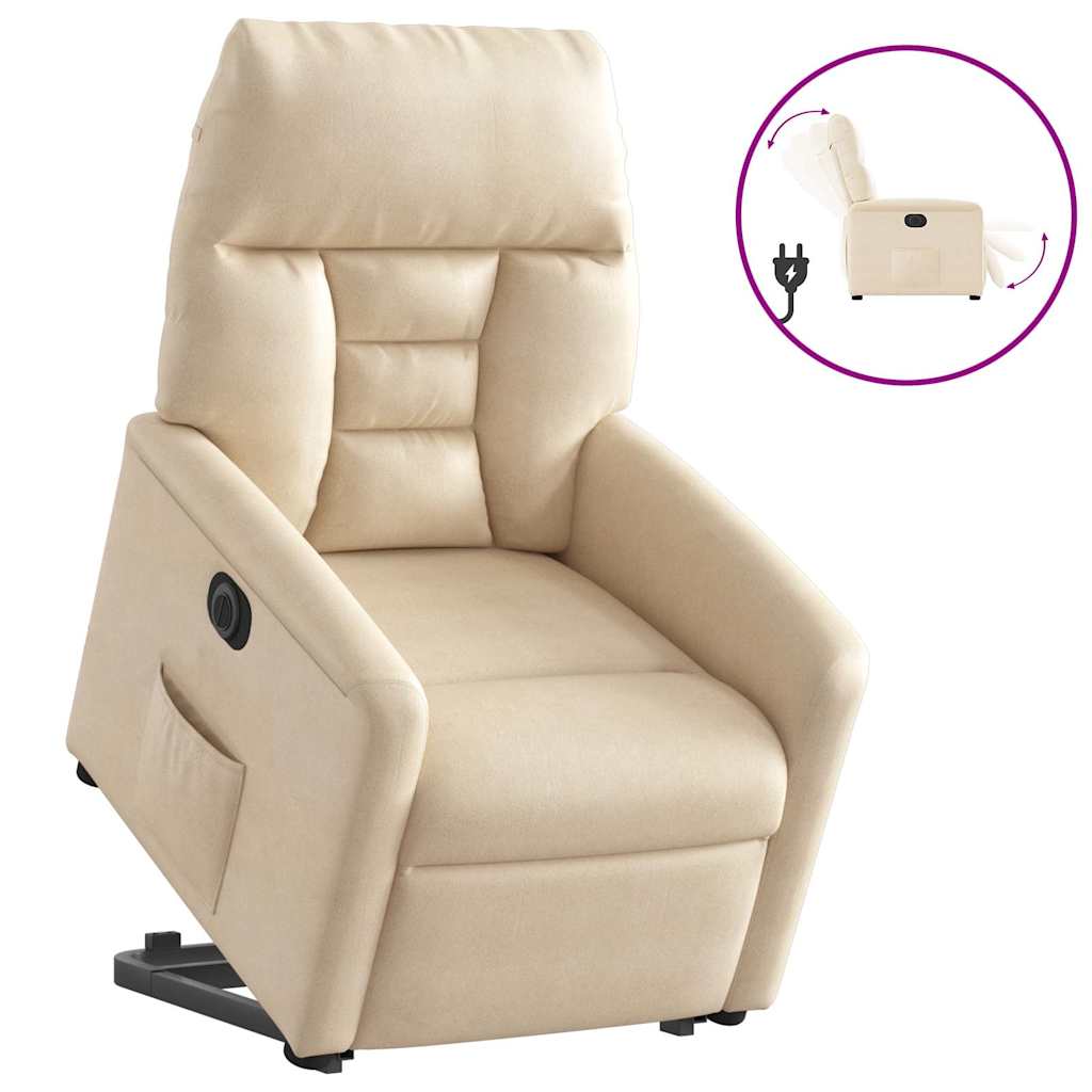 vidaXL Relaxsessel mit Aufstehhilfe Elektrisch Beige Mikrofasergewebe