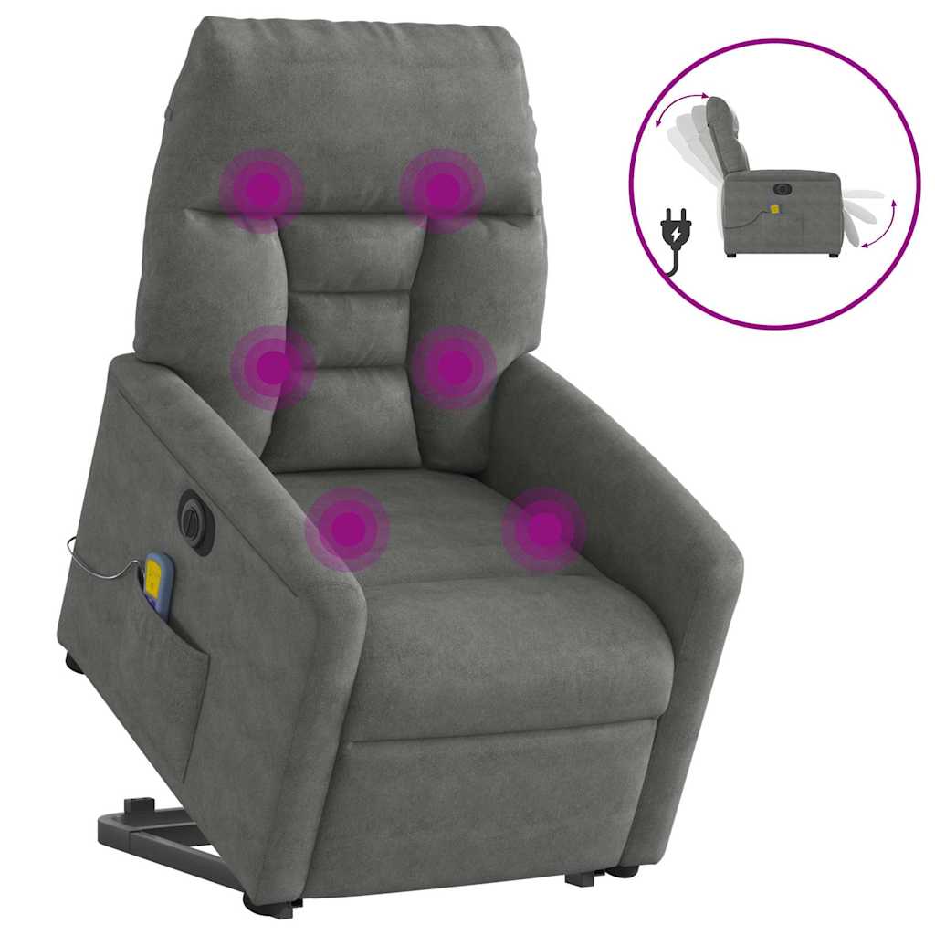 vidaXL Massagesessel Aufstehhilfe Elektrisch Dunkelgrau