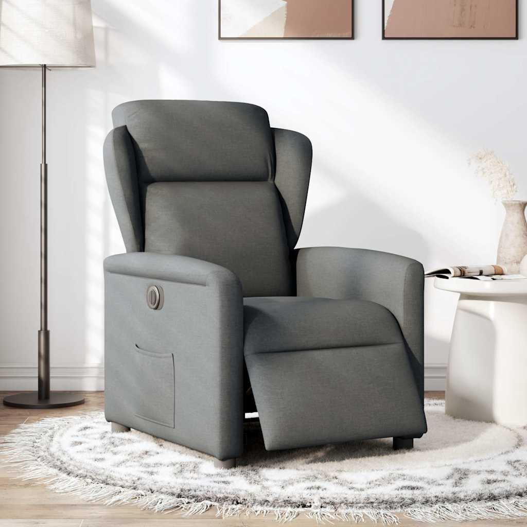 VidaXL Fauteuil Elektrisch Verstelbaar Stof Donkergrijs
