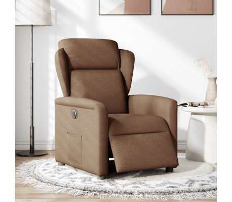 vidaXL Fauteuil inclinable &eacute;lectrique Marron Tissu