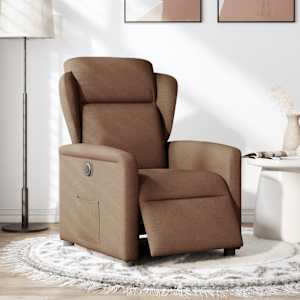 vidaXL Fauteuil inclinable &eacute;lectrique Marron Tissu