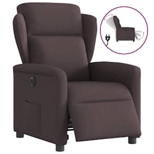 Elektrické polohovací křeslo tmavě hnědé textil