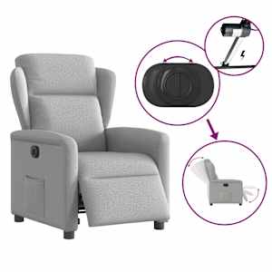 Elektrické polohovací křeslo obláčkově šedé textil - obrázek 8