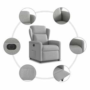 Elektrické polohovací křeslo obláčkově šedé textil - obrázek 10