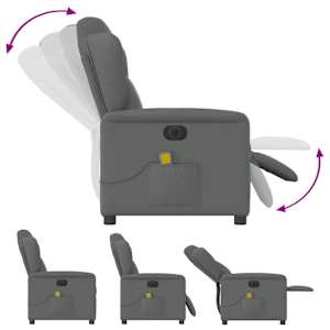 Elektrické masážní polohovací křeslo tmavě šedé textil - obrázek 9