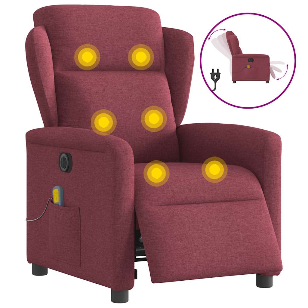 Thumbnail - vidaXL Massagesessel Elektrisch Weinrot Stoff
