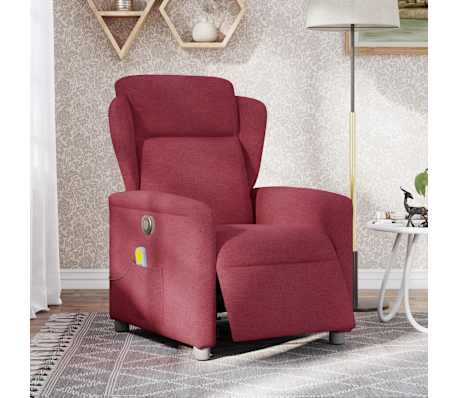 vidaXL Fauteuil de massage inclinable &eacute;lectrique Rouge bordeaux Tissu