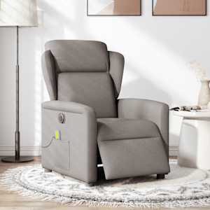 Elektrické masážní polohovací křeslo taupe textil - obrázek 2