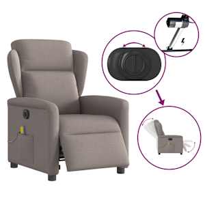 Elektrické masážní polohovací křeslo taupe textil - obrázek 8