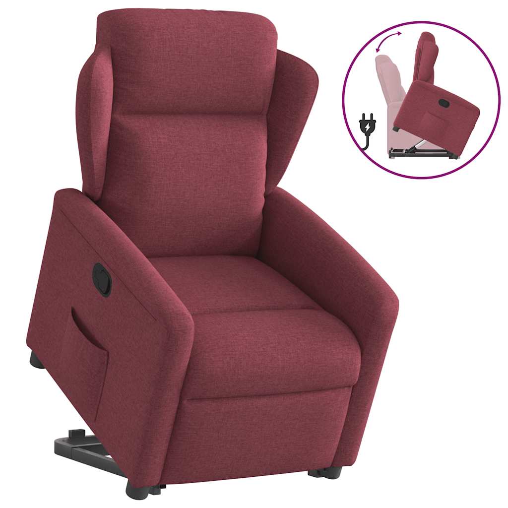 vidaXL Zvedací polohovací křeslo vínové textil