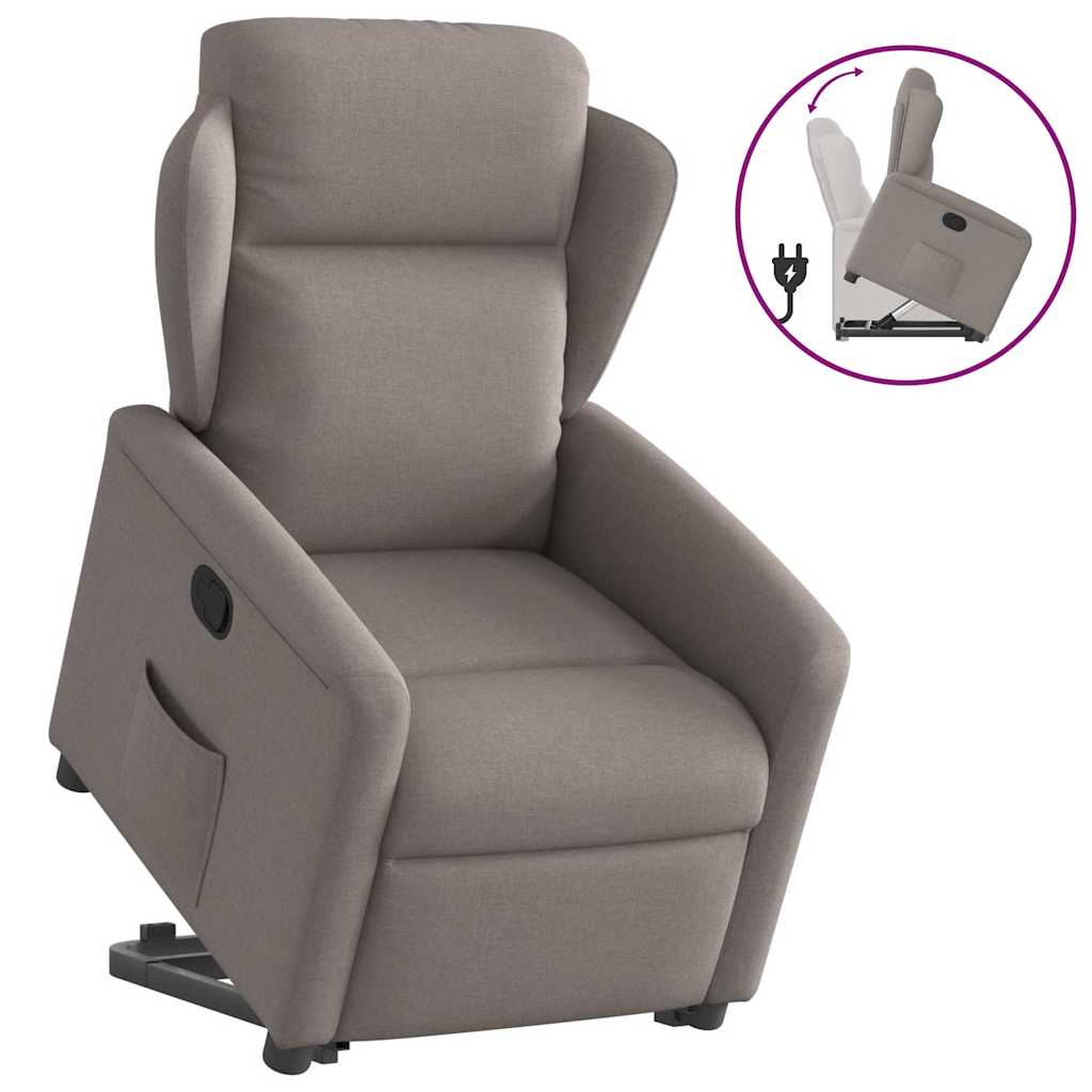 vidaXL Relaxsessel mit Aufstehhilfe Taupe Stoff