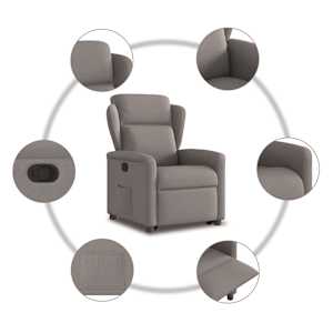 Zvedací polohovací křeslo taupe textil - obrázek 10
