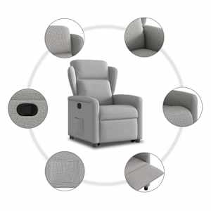 Zvedací polohovací křeslo obláčkově šedé textil - obrázek 10