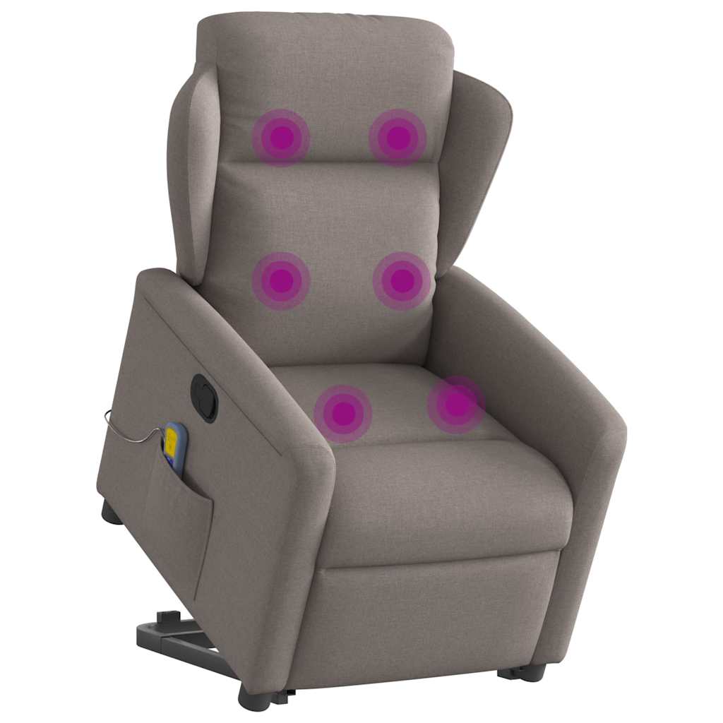 Thumbnail - vidaXL Massagesessel mit Aufstehhilfe Taupe Stoff