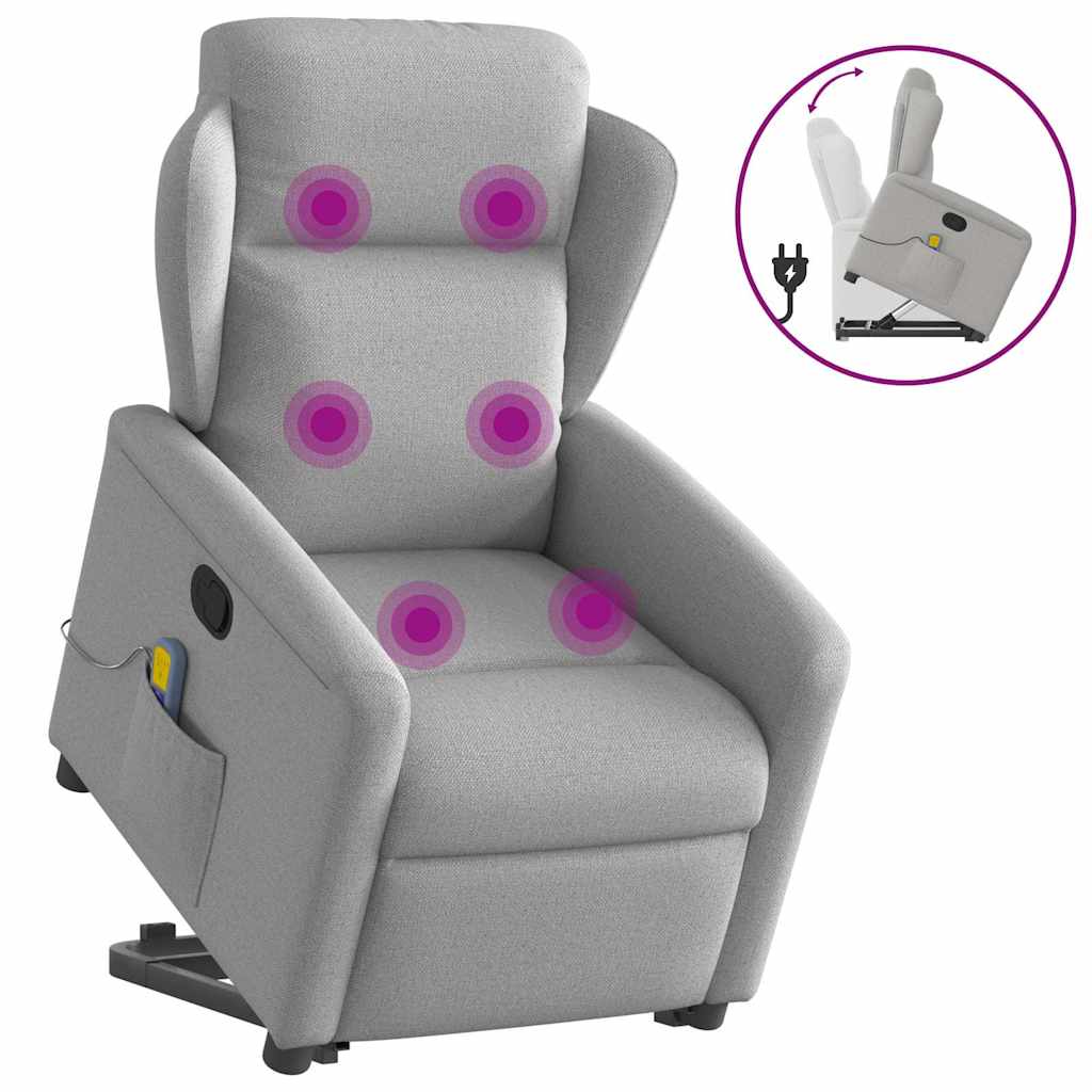 vidaXL Massagesessel mit Aufstehhilfe Wolkengrau Stoff