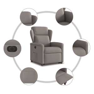Elektrické zvedací polohovací křeslo taupe textil - obrázek 11