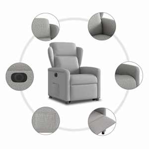 Elektrické zvedací polohovací křeslo obláčkově šedé textil - obrázek 11