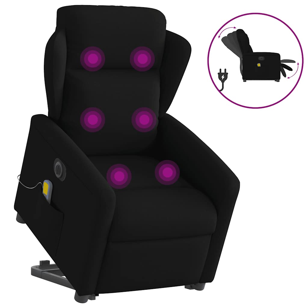 vidaXL Elektrické zvedací masážní polohovací křeslo černé textil