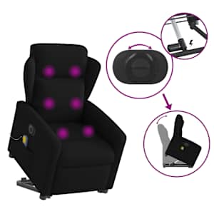 Elektrické zvedací masážní polohovací křeslo černé textil - obrázek 8