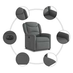 Elektrické polohovací křeslo tmavě šedé textil - obrázek 10