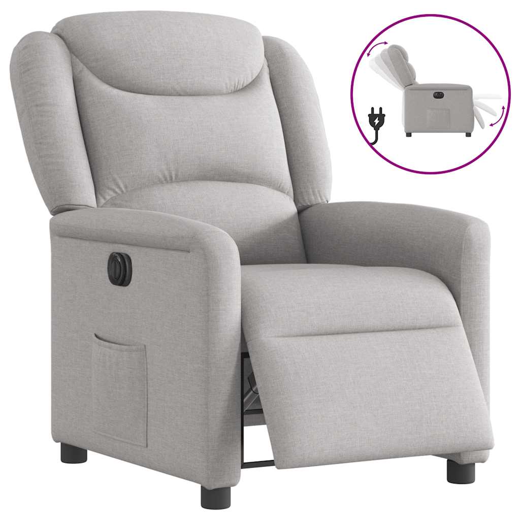 vidaXL Scaun reclinabil electric Cloud Grey Fabric