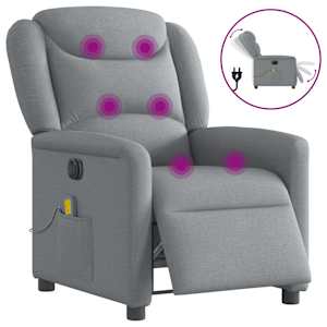 Električni masažni naslanjač svetlo sivo blago