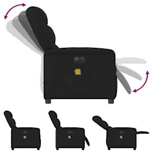 Elektrické masážní polohovací křeslo černé textil - obrázek 9