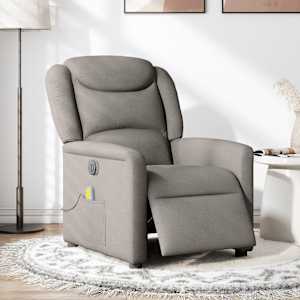 Elektrické masážní polohovací křeslo taupe textil - obrázek 2