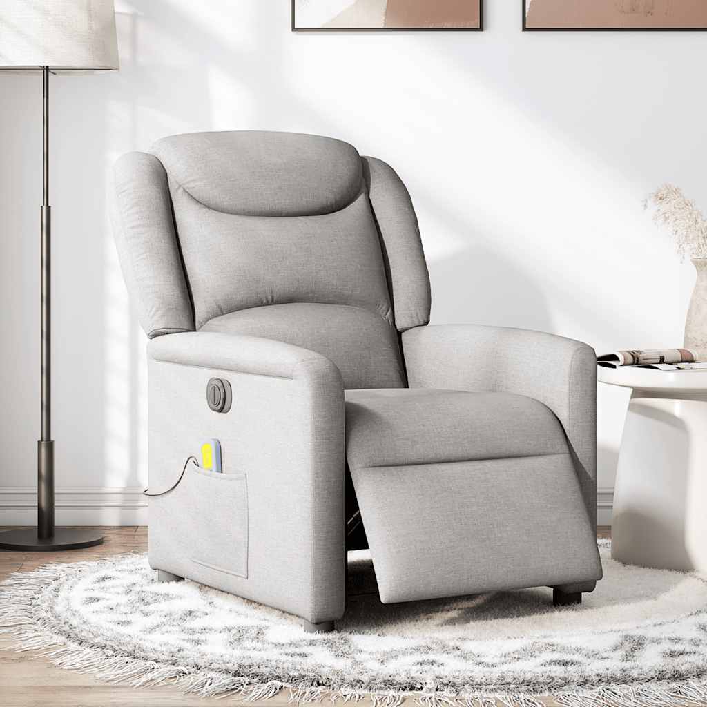 vidaXL Massagestoel elektrisch verstelbaar stof wolk grijs afbeelding
