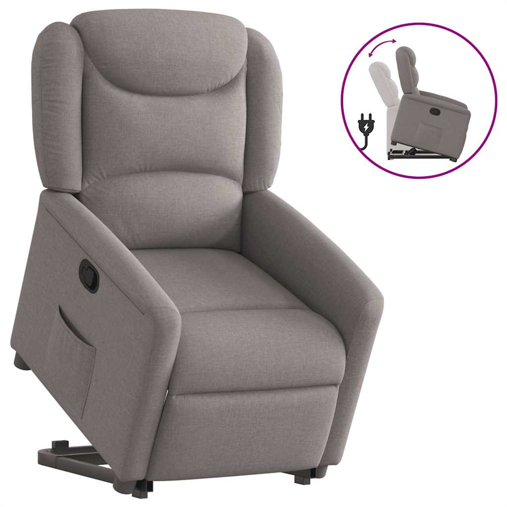 vidaXL Relaxsessel mit Aufstehhilfe Taupe Stoff