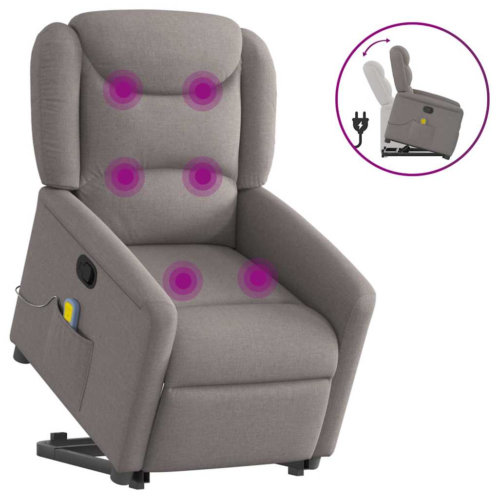 vidaXL Zvedací masážní polohovací křeslo taupe textil