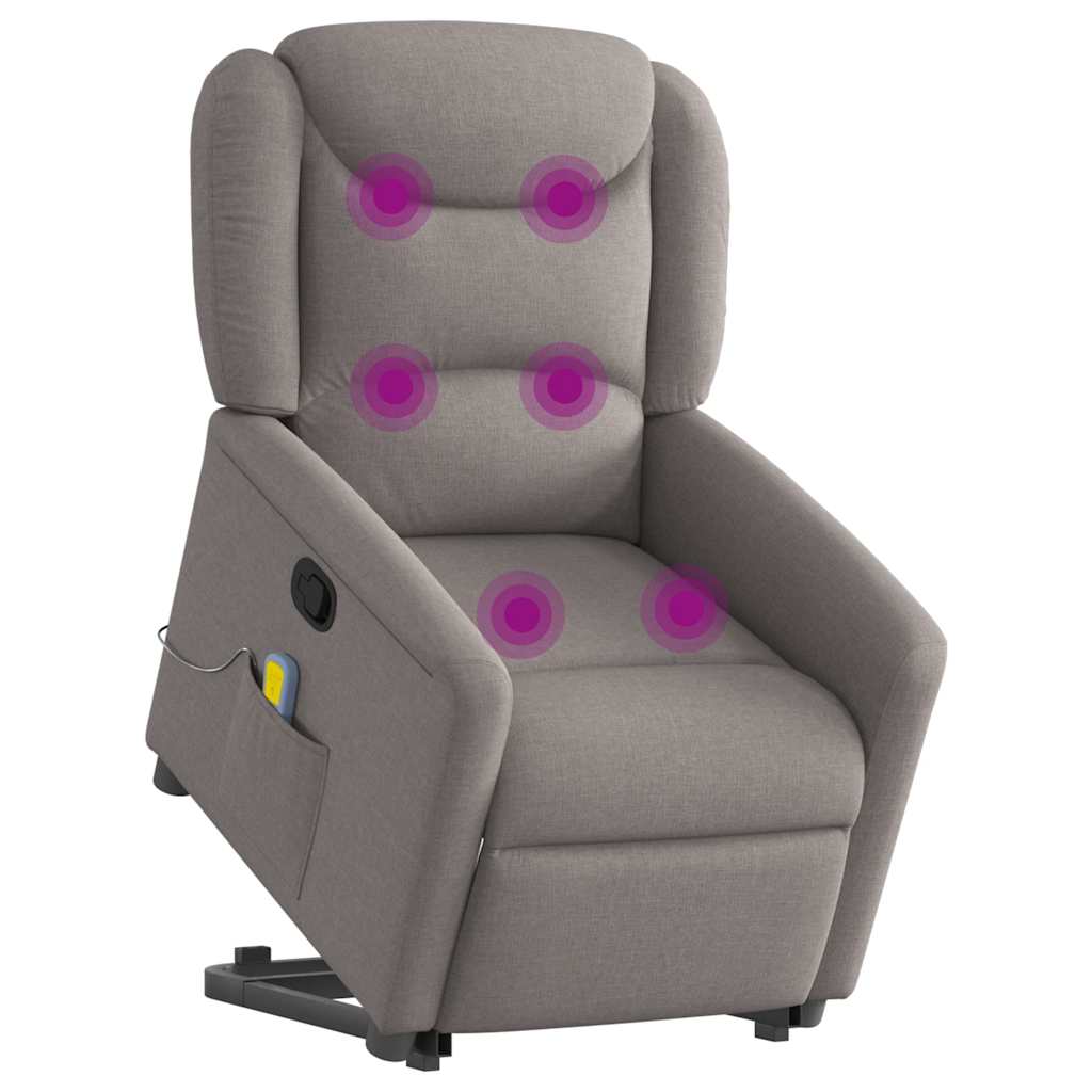 Thumbnail - vidaXL Massagesessel mit Aufstehhilfe Taupe Stoff