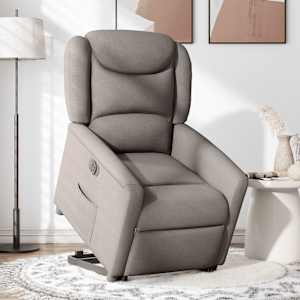 Elektrické zvedací polohovací křeslo taupe textil - obrázek 2