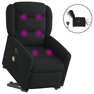 Elektrické zvedací masážní polohovací křeslo černé textil - obrázek 1