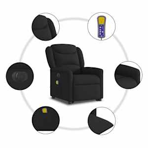 Elektrické zvedací masážní polohovací křeslo černé textil - obrázek 11