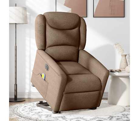 vidaXL Fauteuil inclinable de massage &eacute;lectrique Marron Tissu