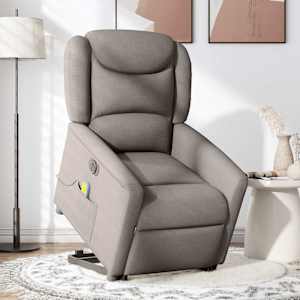 Elektrické zvedací masážní polohovací křeslo taupe textil - obrázek 2