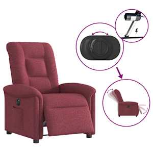 Elektrické polohovací křeslo vínové textil - obrázek 9
