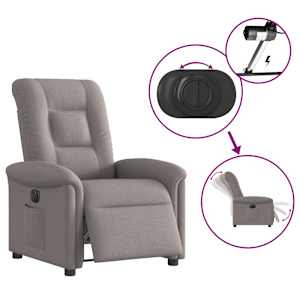 Elektrické polohovací křeslo taupe textil - obrázek 9