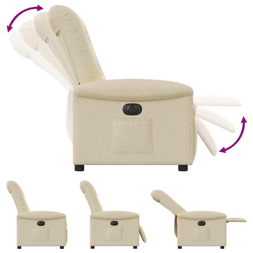 Fauteuil verstelbaar elektrisch stof crèmekleurig - Afbeelding 8