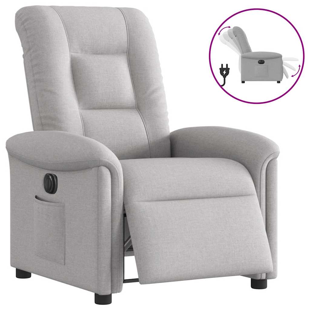 vidaXL Scaun reclinabil electric Cloud Grey Fabric