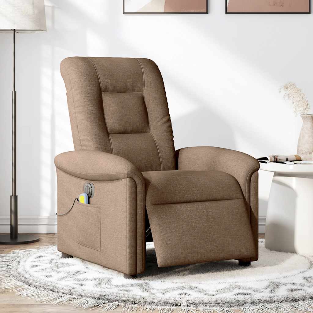 vidaXL Massagestoel elektrisch verstelbaar stof bruin afbeelding