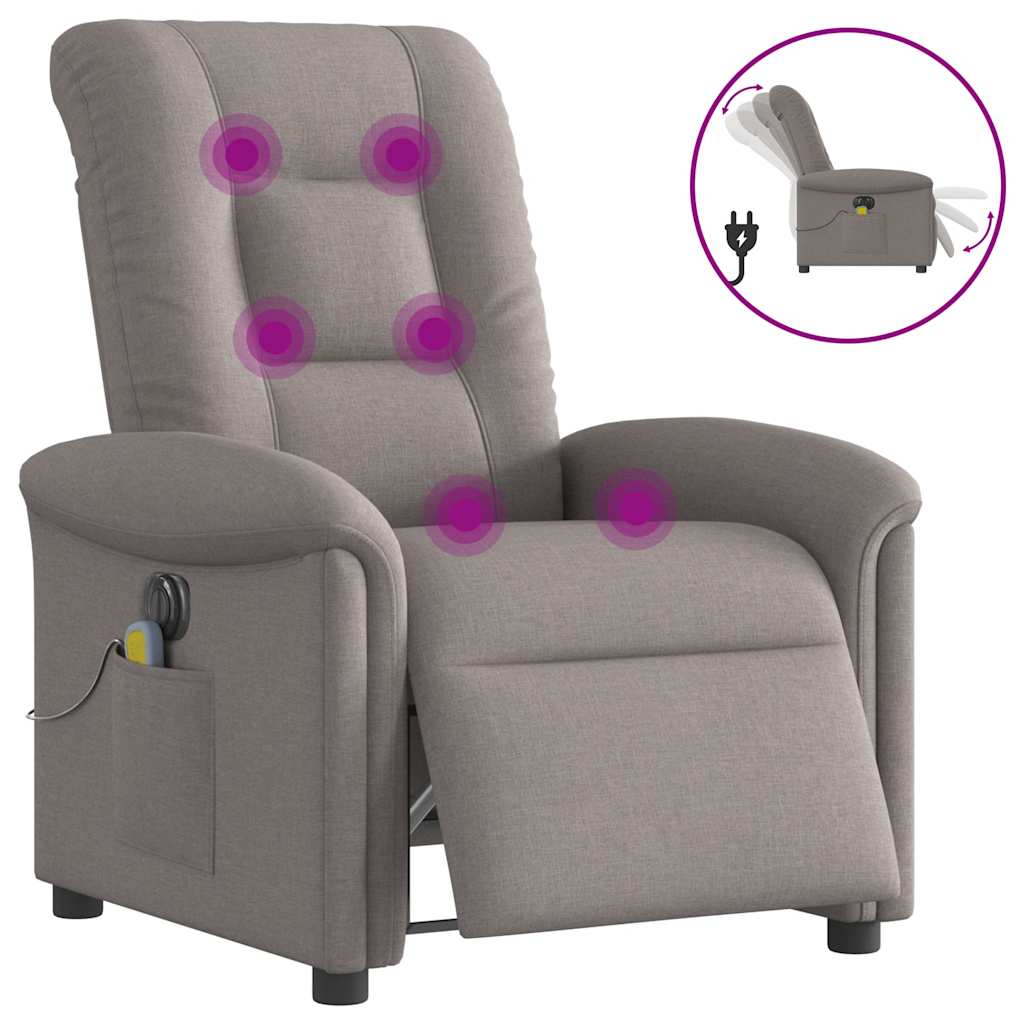 vidaXL Massagesessel Elektrisch Taupe Stoff