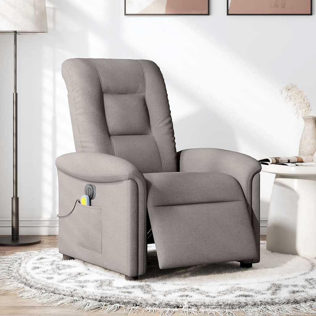 vidaXL Massagestoel elektrisch verstelbaar stof taupe afbeelding