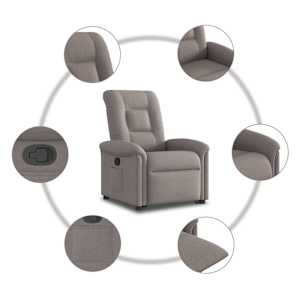 Zvedací polohovací křeslo taupe textil - obrázek 10