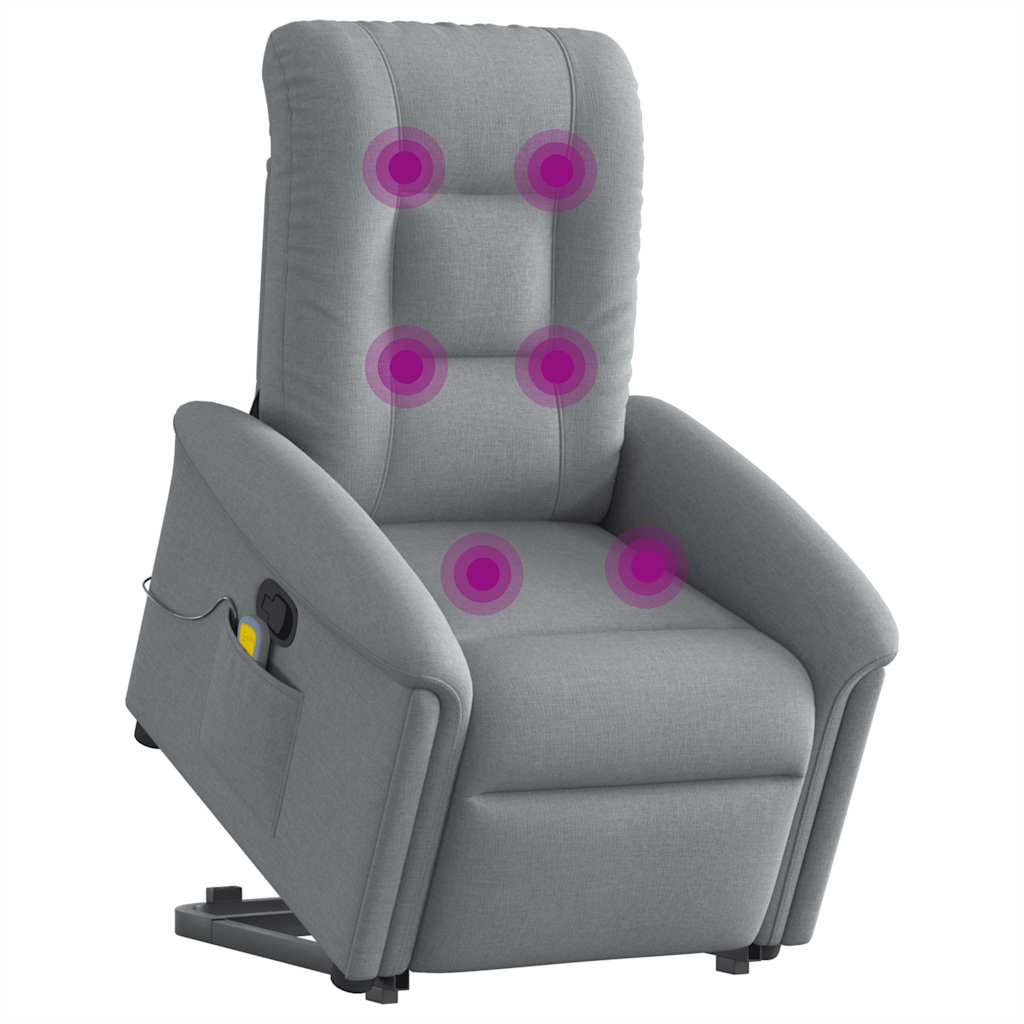 vidaXL Sta-op-massagestoel verstelbaar stof lichtgrijs afbeelding