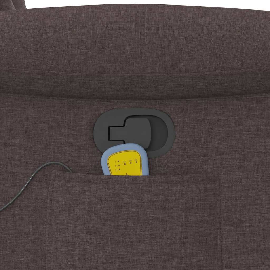 Zvedací masážní polohovací křeslo tmavě hnědé textil - obrázek 14