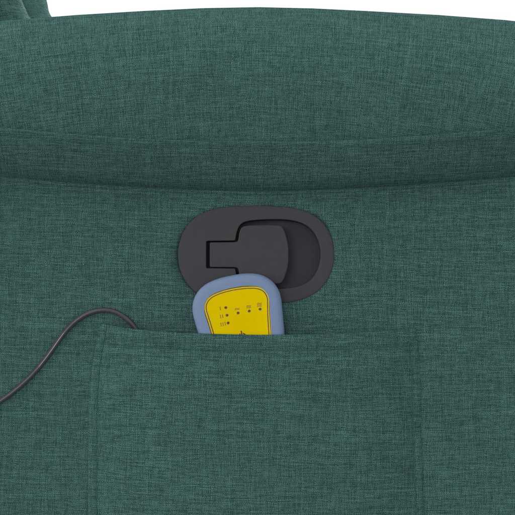 Zvedací masážní polohovací křeslo tmavě zelené textil - obrázek 14